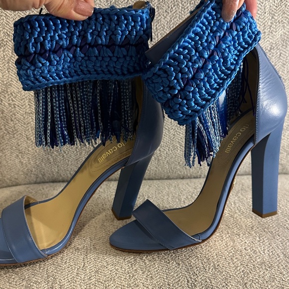 Roberto Cavalli - size 36 Light Blue Women's Fringe Heeled Sandals - Picture 3 of 9
